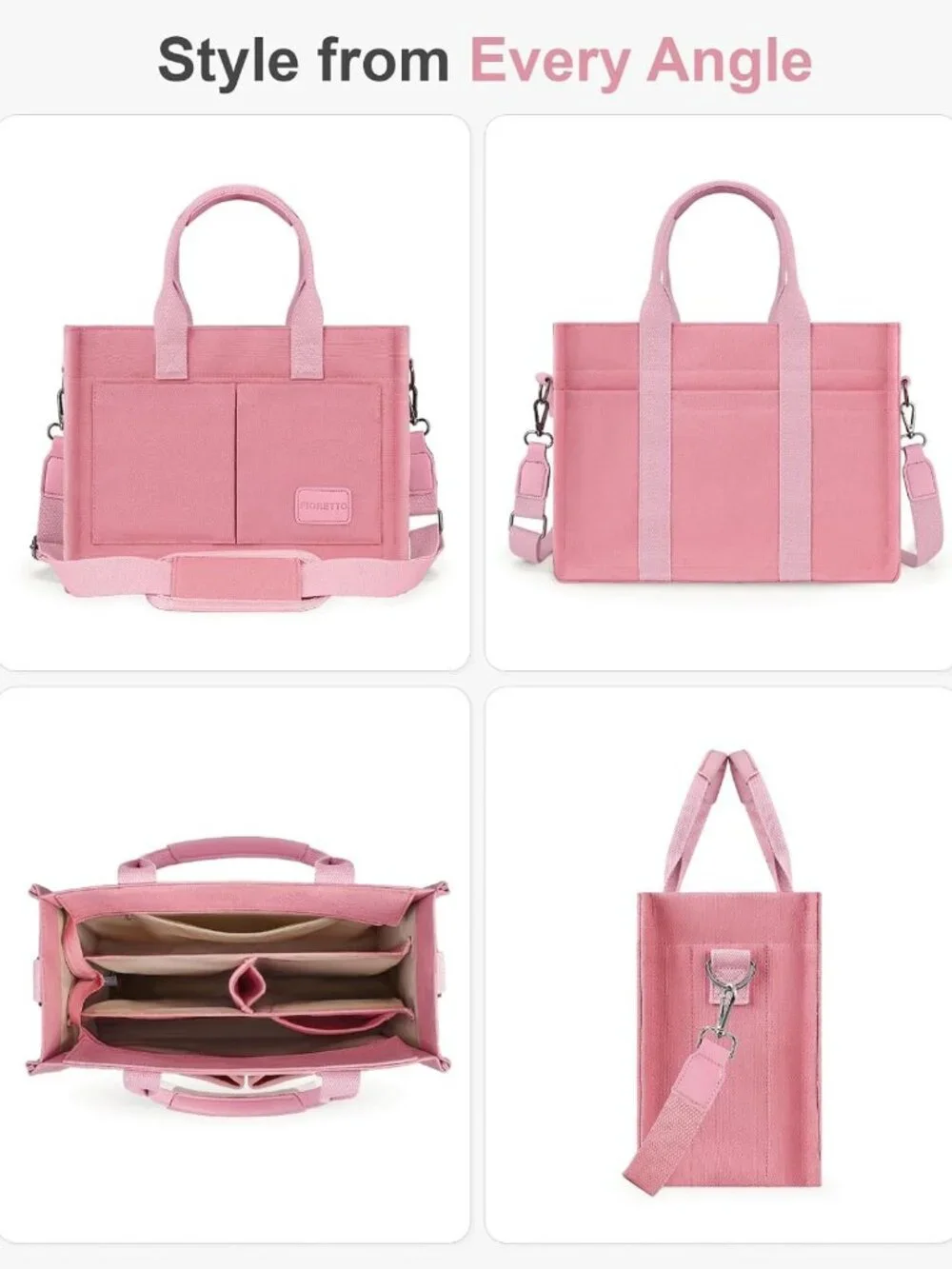 Stylish Canvas Tote Bag for Women - Zipper Closure, Compartments for Work